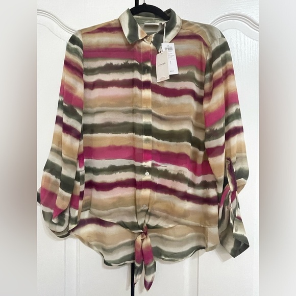 Chico's Tops - CHICO’S TOP LS WOVEN PATTERN FUCHSIA BERRY